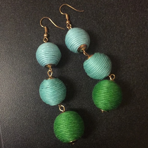 Blue/Green Ball Earrings - Picture 1 of 1
